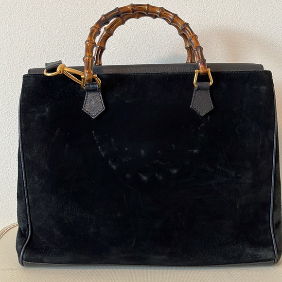 Vintage Gucci Diana Black Suede Bamboo Two Way - Picture 3 of 16